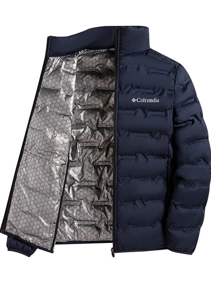 Outdoor Autumn Winter Lightweight Padded Jacket Stand Collar Casual Style Thermal Locking Business Leisure plus Size Coat
