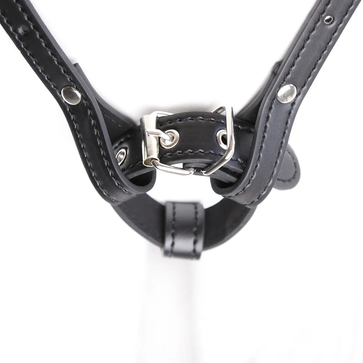 Leather Forced Orgasm Harness,Massage Wand Belt Massager Strap,Vibrator Restraint BDSM Pleasure Bondage,Chastity,Sex Toys Women
