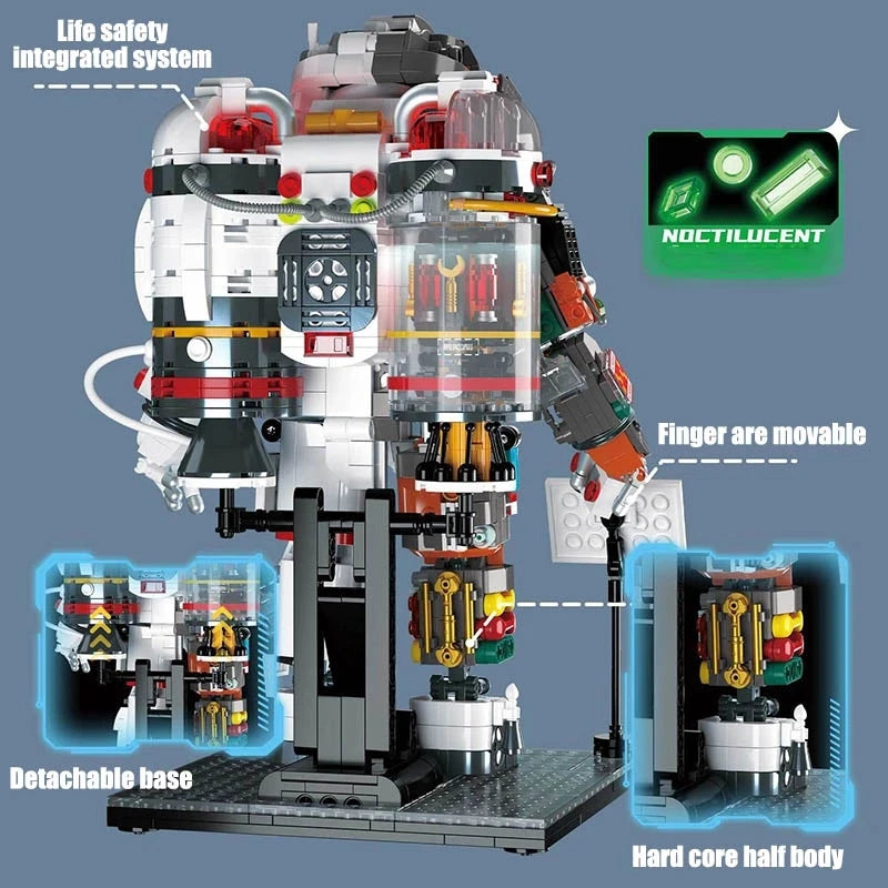 Space Warrior Astronaut Robot Luminous Building Block Set - DIY Exploration Toy for Boys And Children Birthday Gift