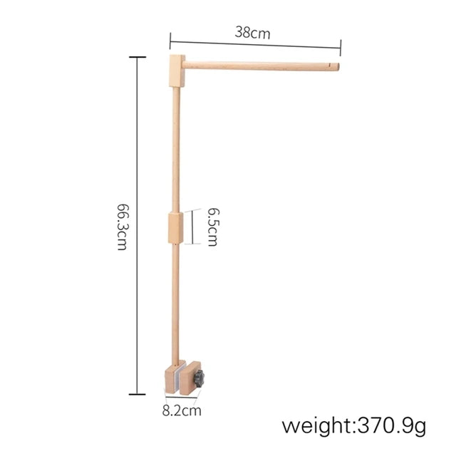 DIY Baby Crib Bed Bell Holder Arm Toy Imitation Wood Grain Infant Bed Decoration Toys Rotating Music Box Nut Screw Arm Bracket