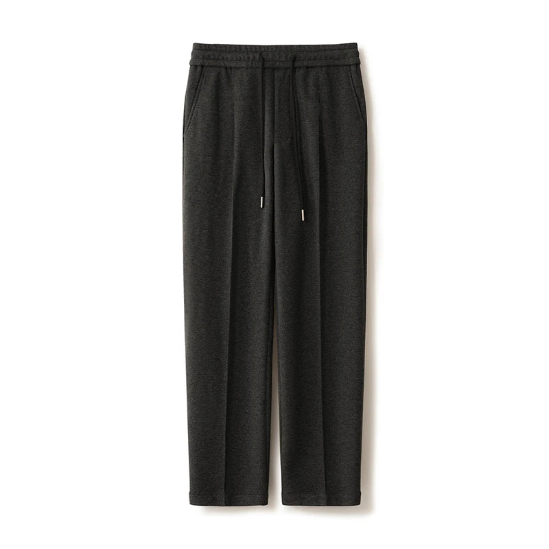 New Product Release Autumn Winter: Men's Wool Acetate Silk Straight Leg Pants Casual Hanging Pants Thick and Warm Knitted Pants