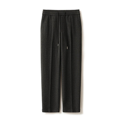 New Product Release Autumn Winter: Men's Wool Acetate Silk Straight Leg Pants Casual Hanging Pants Thick and Warm Knitted Pants