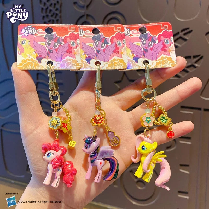 Genuine My Little Pony Festive Charm Keychain Adorable Fashion Bag Pendant Anime Figures Unique Cartoon Gifts For Friends Family