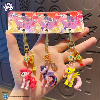 Genuine My Little Pony Festive Charm Keychain Adorable Fashion Bag Pendant Anime Figures Unique Cartoon Gifts For Friends Family