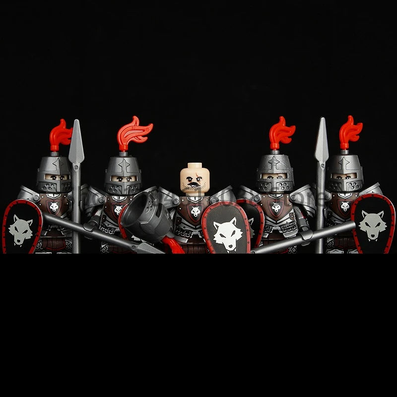 Green Dragon Raven Knights Shield Action Figures MOC Medieval Ancient Knights Scene Building Block Creative Toys for Children