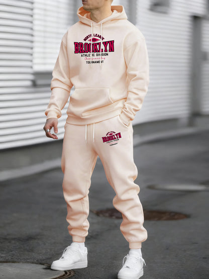 Usa North League Brooklyn Printed Pullover Men Fleece Fashion Suits Simple All-Match Pants Unisex Casual Vintage Clothing