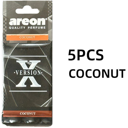 areon 5/20pcs COCONUT Scent Car Air Freshener, Natural Tea-Scented Paper, Car-Mounted Hanging Type, Car Interior Accessories