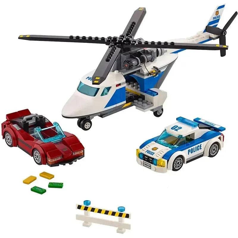 City Fire Station Helicopter Truck Garage Firehouse Building Blocks Set Bricks Compatible 60110 Model Festival Party Gift