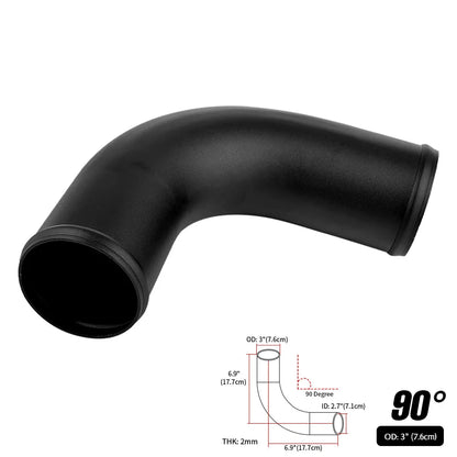 0/45/90 Degrees Type Aluminum Tube Universal 51 63 76mm 2 2.5 3inch Cold Air Intake Pipe Racing Car Turbo High Flow Silver Balck
