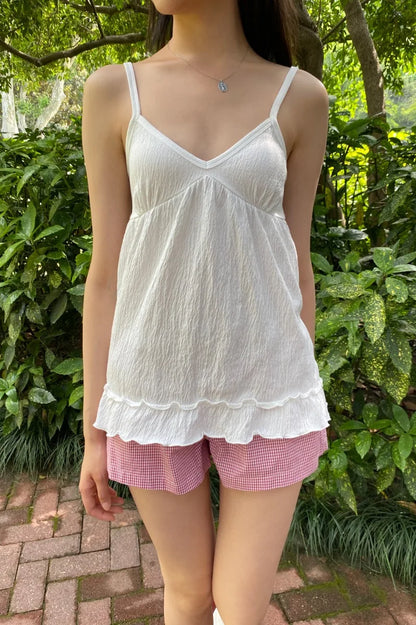 Brandy Melville Pure Cotton Three-Button Base Layer Vest Sweet Style V-Neck Sleeveless Tank Top for Women Spring Summer