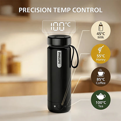 Philips 2-in-1 Electric Kettle & Vacuum Insulated Cup 350mL 4 Temp Settings SUS316 Stainless Steel Portable Travel Water Boiler