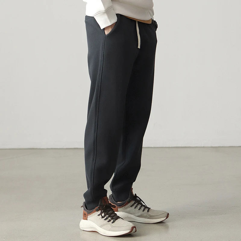 Autumn Winter New American Retro Thick Knitted Sweatpants Men's Simple Elastic Waist Drawstring Sport Casual Ankle-tied Pants