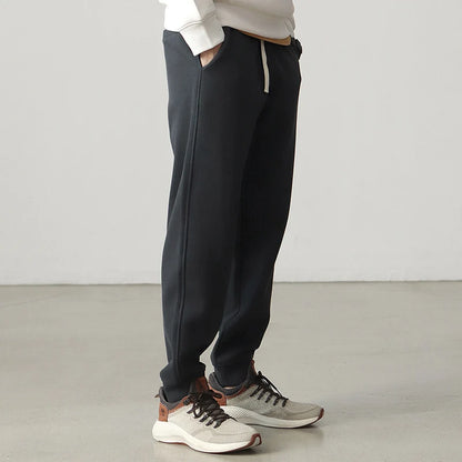 Autumn Winter New American Retro Thick Knitted Sweatpants Men's Simple Elastic Waist Drawstring Sport Casual Ankle-tied Pants