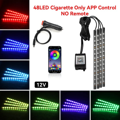 4 IN 1 Car Automotive Ambient Light Neon Foot Light Interior LED Ambient Light Car USB/Cig Music Light Environment Decoration