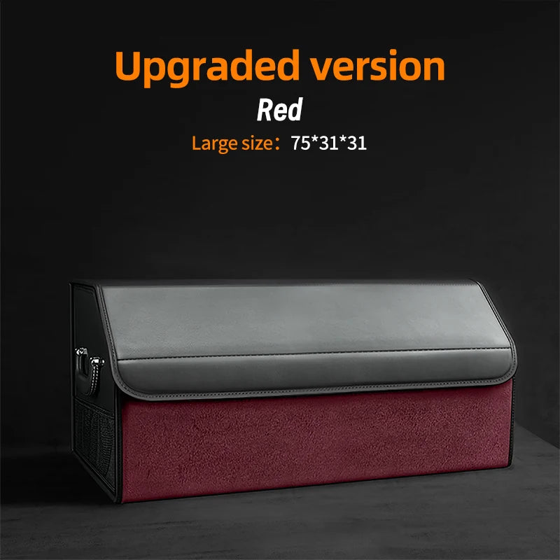 Car Suede Trunk Organizer Large Capacity Leather Foldable Storage Box Portable Multifunctional Tool Organizer Car Accessories