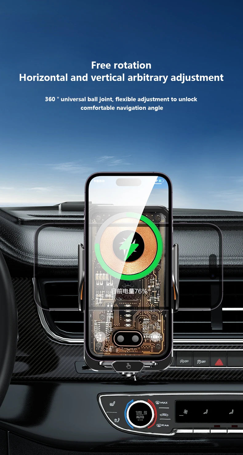 66W Fast Charging Car Phone Holder Wireless Magnetic Charging Base  Fully Automatic Sensor Activation Function