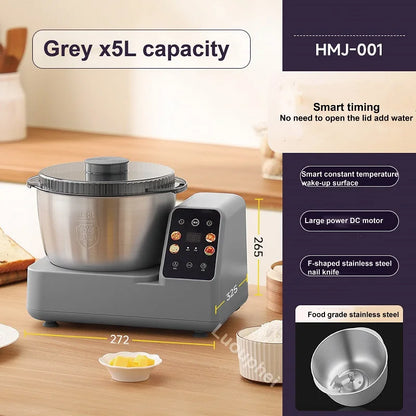 5L Auto Dough Kneading Machine Home 304 Stainless Steel Timing Dough Mixer Multi-functional Fermentation Integrated Kitchen Tool