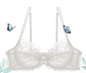 Delicate French Lace Bra Set, Sheer Minimiser Underwire for Lift, Elegant & Breathable Lingerie Large Bust MOYISU Sexy Panty Set