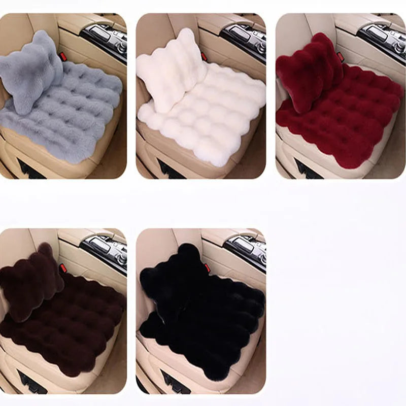 Winter Plush Rabbit Covers Car Seats Cushion Universal Keep Warm Ultra-Soft Auto Chair Protector Pad Car Interior Accessories