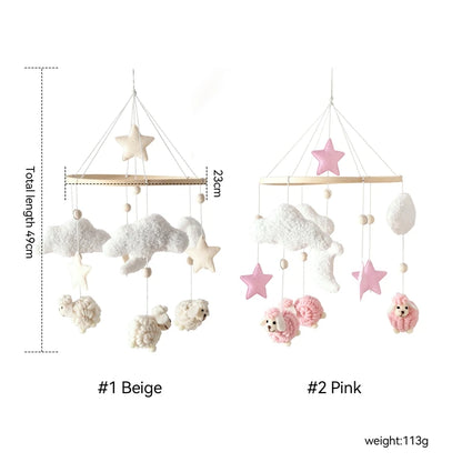 Baby Mobile Toy Wooden 0-12 Months Rattle Toy Baby Crib Mobile Toy Teddy Plush Alpaca Crib Bell Hanging Toy Baby Crib Bracket