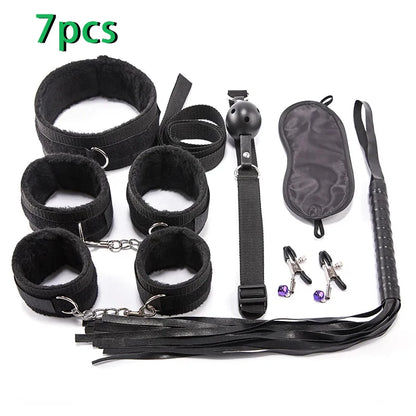 Erotic Sex Toys For Women Adults Games Nylon 16pcs Bondage BDSM Kits Handcuffs Sex Whip Mouth Gag Dildo Vibrator Anal Plug