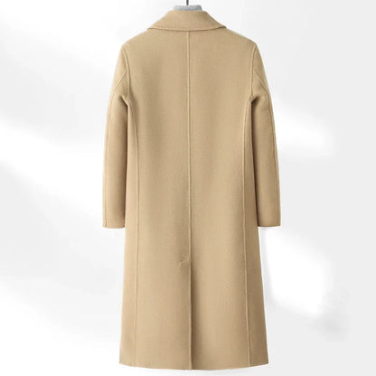 AYUNSUE High-end Double-sided Woolen Coat Men Winter Long Over-the-knee 100% Wool Trench Coat Handsome Woolen Jacket for Men