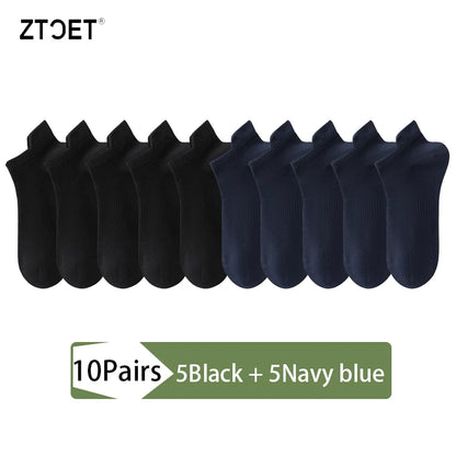 10Pairs Men Combed Cotton Socks Mesh Antibacterial Breathable Fashion Black High Quality Man Sock New For Male Size EU38-45