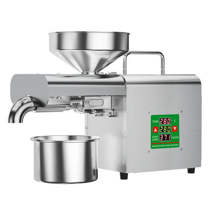 Electric Oil Press Machine,Cold/Hot Press for Home Use Automatic Oil Extractor for Peanut/Sesame/Sunflower Seeds,Stainless
