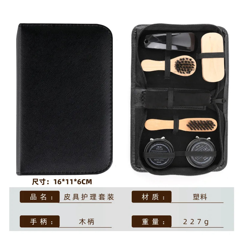 Travel Shoe Brushing Kit Shoe Polish Set Leather Care 7pcs Set Shoe Oil Application Polishing Shoe Removal Tools Durable Bris...