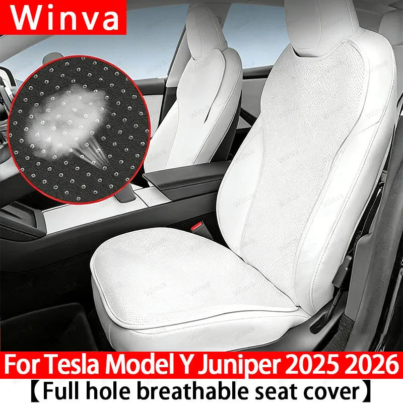 For Tesla Model Y Juniper 2025+ & 2026 Nappa Leather Seat Cushion Ventilation Comfortable Split Single Sitting Back row Set