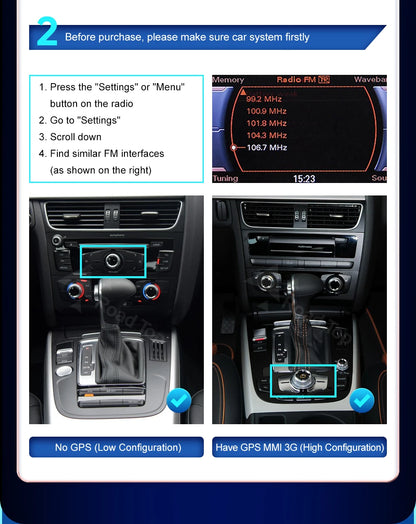 CN Road Top 8.9 12.3'' Touch Screen Multimedia Player Andriod Auto Link For Audi A4 S4 B8 2009-2015 GPS Carplay Display Car Play