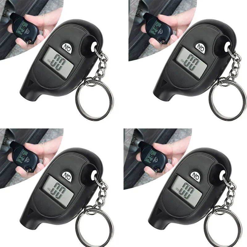 1-4Pcs Keychain Style Tire Gauge Digital Lcd Display Tester Gauge Car Tire Pressure Test Meter Car Motorcycle Tyre Diagnostic