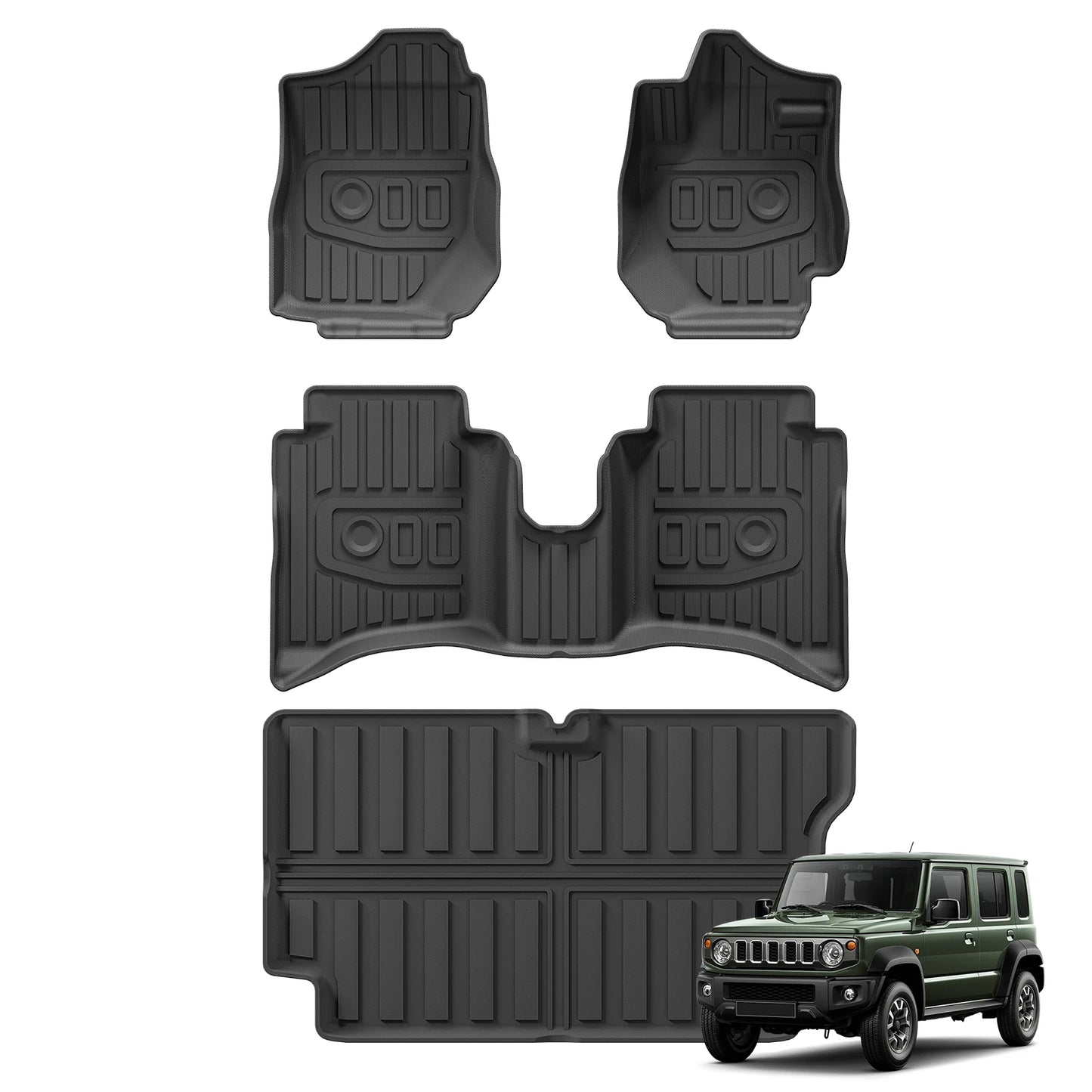 Smabee RHD for Suzuki Jimny XL 5-Door Auto Transmission 2023-Onwards Car Floor Mats Trunk Pad TPE 3D Foot Mat Black
