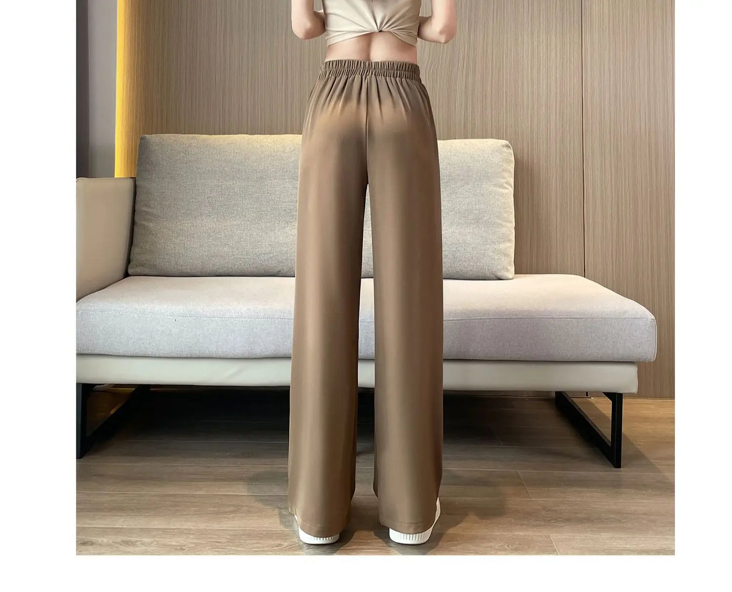 High Waist Wide Leg Pants Women's Loose Casual Straight Nine Points Super plus Size Slimming Trousers Korean Sle Spring Aut...