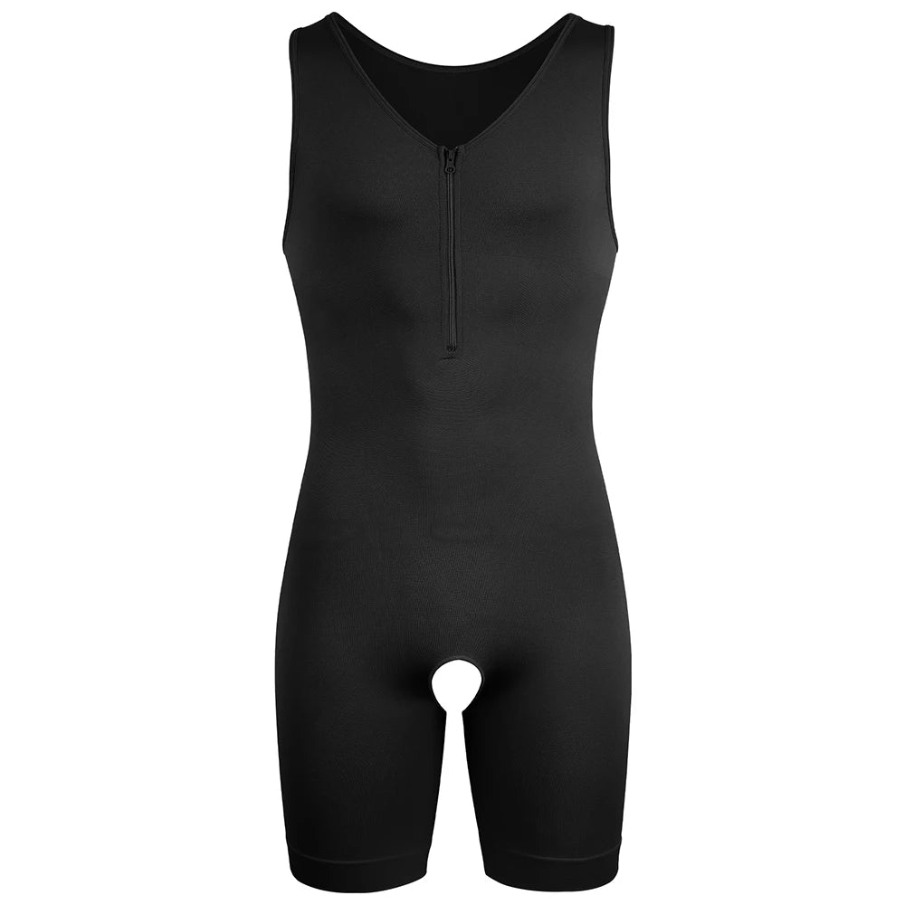Men's Full Body Shaper Tummy Control Shapewear Slimming Compression Underwear With Zipper Bodysuit Undershirt Fajas Para Hombres