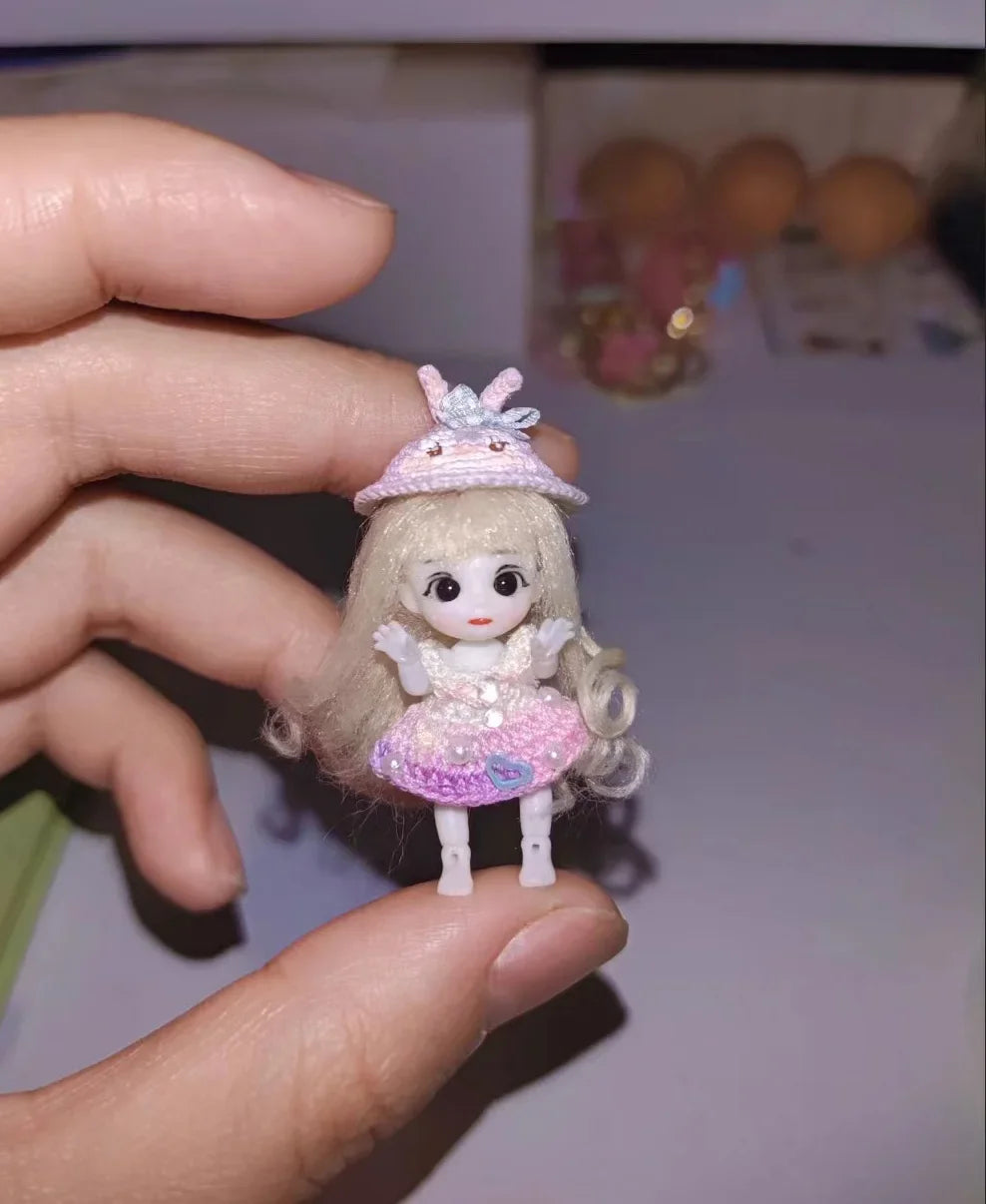 Mini Pocket Lail Doll 3.5cm Height Multi Joint Movable 3D Eye Resin Doll Girls Play House Diy Toy Gifts, No Make Up