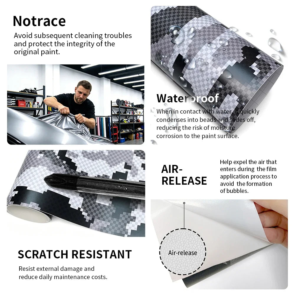 Camouflage Printing Car Wrapping Sticker Waterproof Automotive Vinyl for Motorcycle Self-adhesive Car Decals and Graphics Wrap