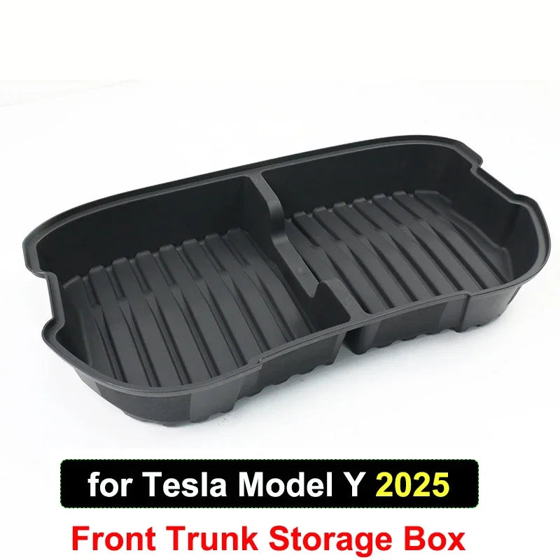 For Tesla Model Y Juniper 2021-2025 Launch Front&Rear Trunk Storage Box Double-Deck Luggage Frunk Organizer Box Dustproof Cargo