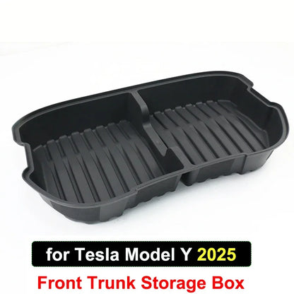 For Tesla Model Y Juniper 2021-2025 Launch Front&Rear Trunk Storage Box Double-Deck Luggage Frunk Organizer Box Dustproof Cargo