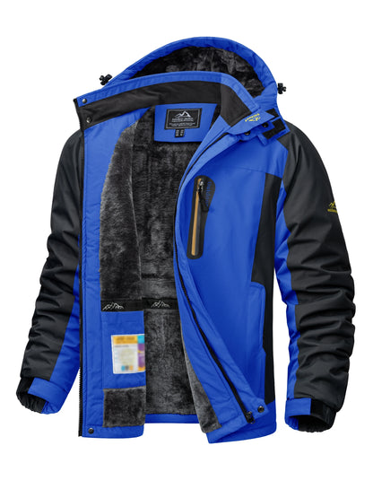 TACVASEN Winter Heavyweight Fleece Lined Parka Waterproof Men Ski Snowboard Jackets Windproof Removable Hoodie Coats Windbreaker