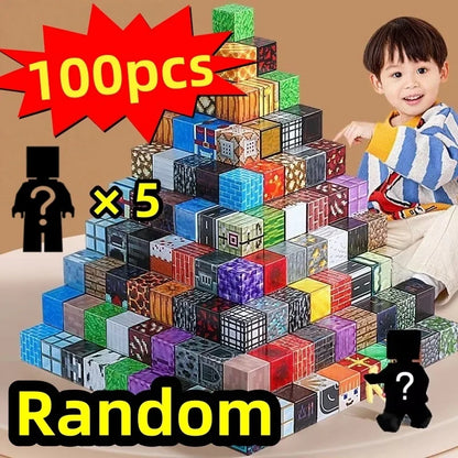 10-500 pcs Magnetic Building Blocks Mine World Magnetic Forest House STEM Sensory Toys Brick Cube Toys Set Creative Toy for Gift