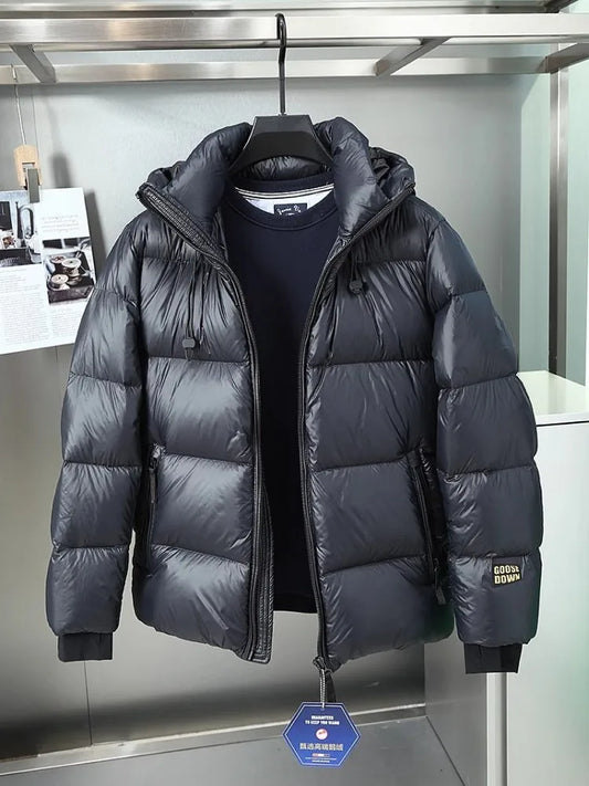 Winter Mens Down Coat Windproof Waterproof Outside Casual Outerwear Zip High Street Fashion Men Warm Hooded Windbreaker Jacket