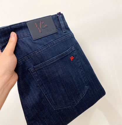 OECHSLI Jeans Thick Cotton Men 2025 Autumn Winter new Embroidery elasticity business zipper casual straight size 29-38 Pants