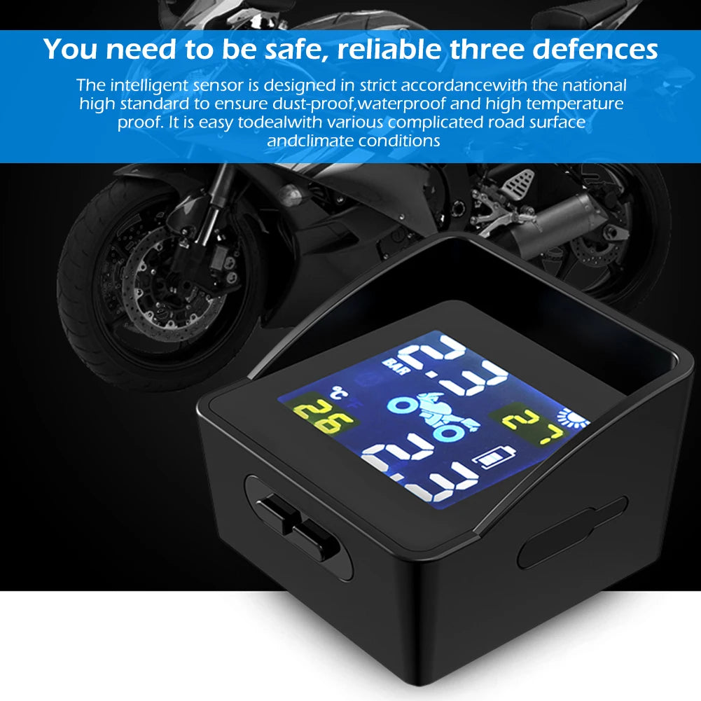High-precision Solar TPMS Tire Pressure Tyre Temperature Monitoring Alarm System Wireless Motorcycle Replacement Parts