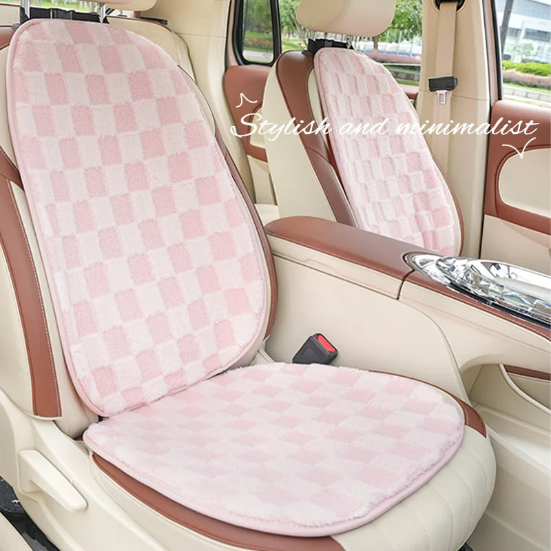 Pink Car Seat Cushion Covers Winter Thick Warm Anti-Slip Plush Comfortable Simple Design Car Seat Cover Seat Accessories
