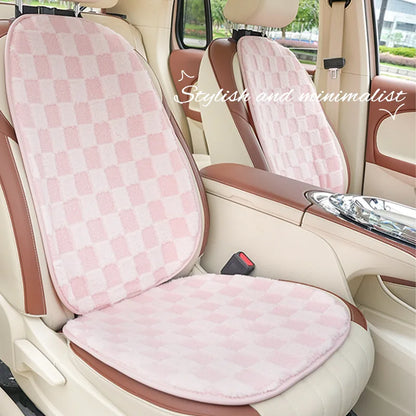 Pink Car Seat Cushion Covers Winter Thick Warm Anti-Slip Plush Comfortable Simple Design Car Seat Cover Seat Accessories