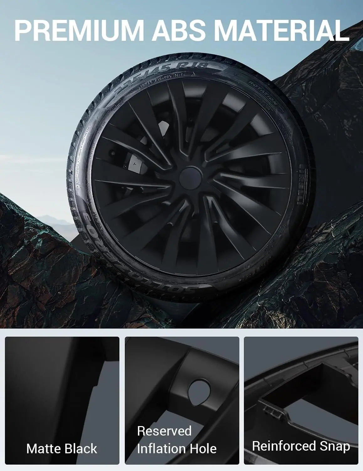 4PCS HubCap for Tesla Model 3 2023 2024 18 Inch Performance Replacement Wheel Cap Automobile Full Rim Cover Accessories