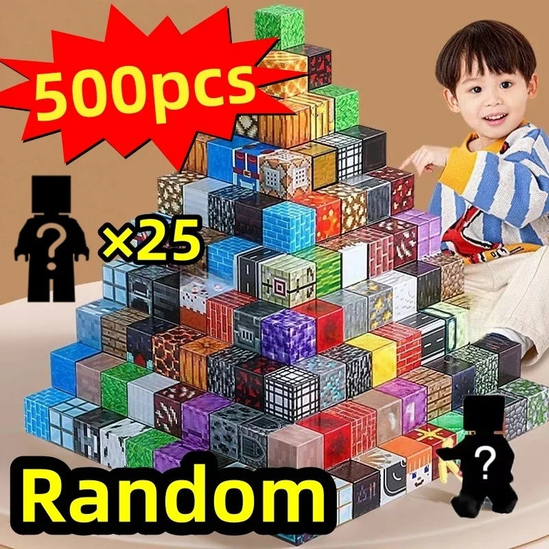 10-500 pcs Magnetic Building Blocks Mine World Magnetic Forest House STEM Sensory Toys Brick Cube Toys Set Creative Toy for Gift