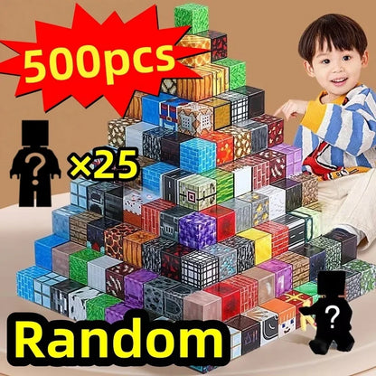 10-500 pcs Magnetic Building Blocks Mine World Magnetic Forest House STEM Sensory Toys Brick Cube Toys Set Creative Toy for Gift