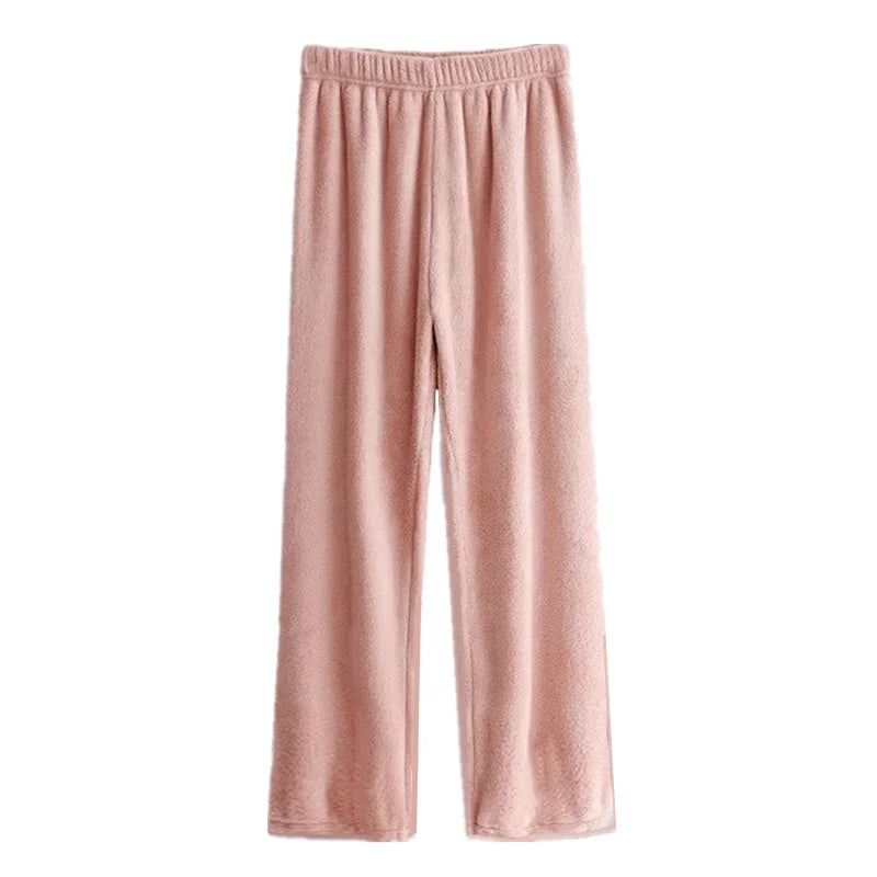 Thickened Fluffy Slippers for Men And Women Warm Coral Fleece Lined Casual Home Pants Loose Comfortable Winter Leisure Trousers